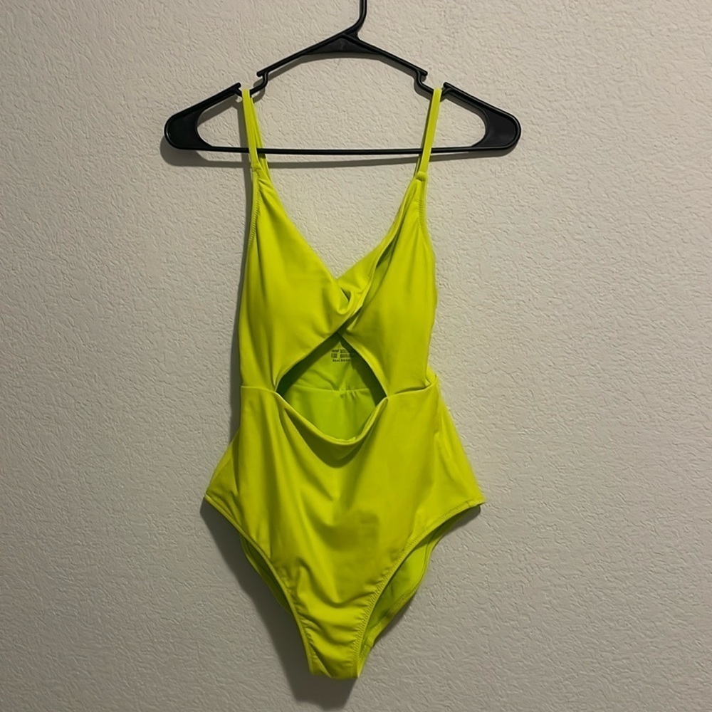 Neon Yellow Cutout One-Piece Swimsuit